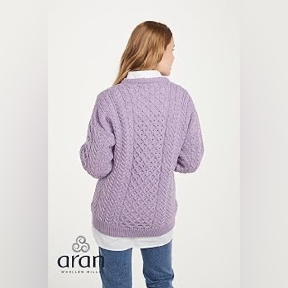 Carraig Donn Aran Knit Pure New Wool Sweater Made In Ireland - Picture 4 of 11